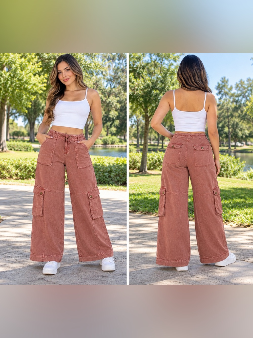 Anthropologie Women’s Cargo Wide Leg Pants Dusty Rose Size 2
